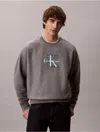 Calvin Klein Jeans Est.1978 Calvin Klein Men's Premium Terry Monologo Relaxed Sweatshirt In Gray