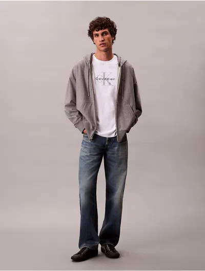 Calvin Klein Jeans Est.1978 Calvin Klein Men's Premium Terry Relaxed Zip Hoodie In Gray