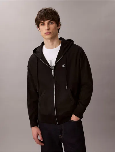 Calvin Klein Jeans Est.1978 Calvin Klein Men's Premium Terry Relaxed Zip Hoodie In Black