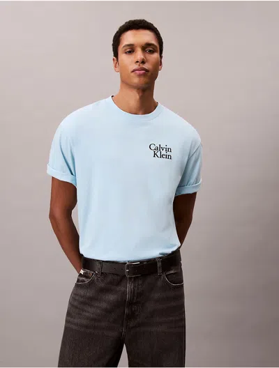 Calvin Klein Jeans Est.1978 Calvin Klein Men's Resort Script Logo Graphic Relaxed T-shirt In Blue
