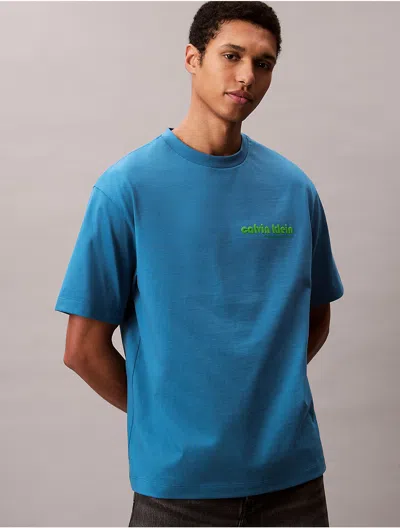 Calvin Klein Jeans Est.1978 Left Chest Logo T-shirt In Blue