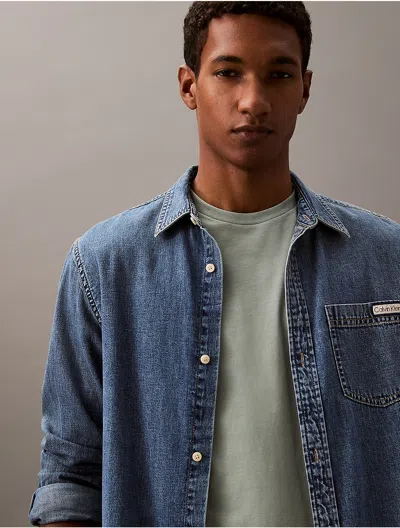 Calvin Klein Jeans Est.1978 Calvin Klein Men's Script Logo Classic Crewneck T-shirt In Blue