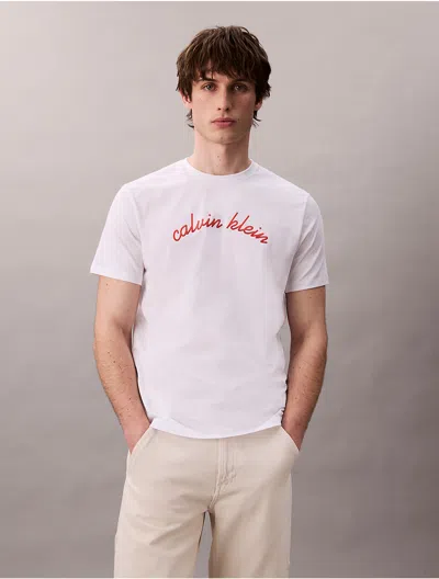 Calvin Klein Jeans Est.1978 Calvin Klein Men's Script Logo Graphic Classic T-shirt In White