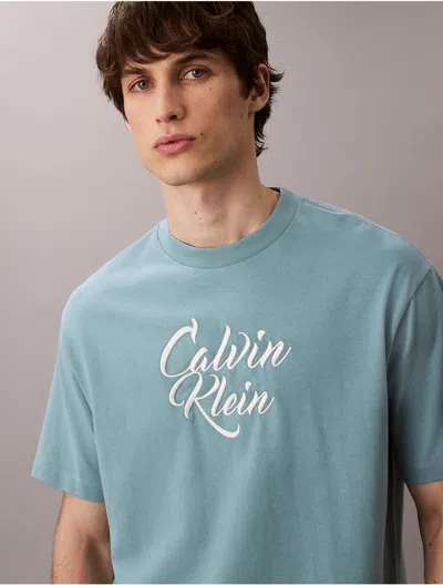Calvin Klein Jeans Est.1978 Calvin Klein Men's Script Logo Graphic Relaxed T-shirt In Blue