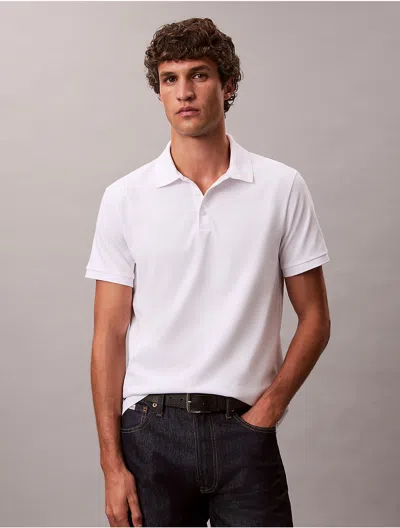 Calvin Klein Jeans Est.1978 Calvin Klein Men's Smooth Cotton Blend Monogram Polo Shirt In White