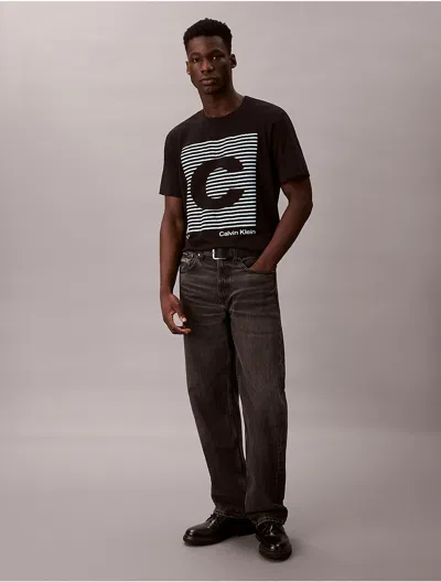 Calvin Klein Jeans Est.1978 Calvin Klein Men's Smooth Cotton Monogram Polo Shirt In Black