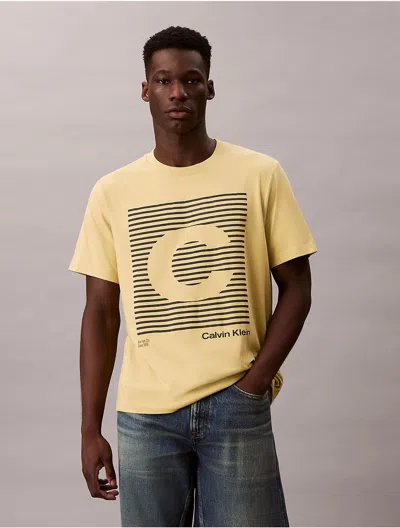 Calvin Klein Jeans Est.1978 Calvin Klein Men's Smooth Cotton Monogram Polo Shirt In Yellow