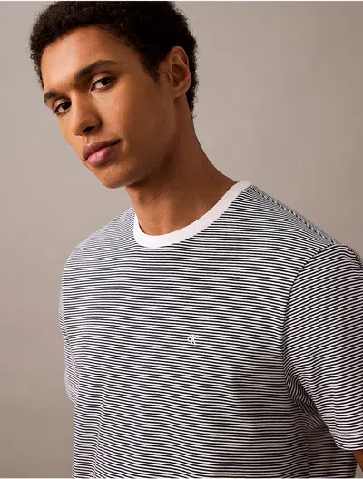 Calvin Klein Jeans Est.1978 Calvin Klein Men's Smooth Cotton Stripe Classic T-shirt In Black