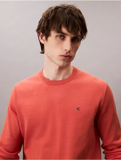 Calvin Klein Jeans Est.1978 Calvin Klein Men's Smooth Cotton Sweater In Red