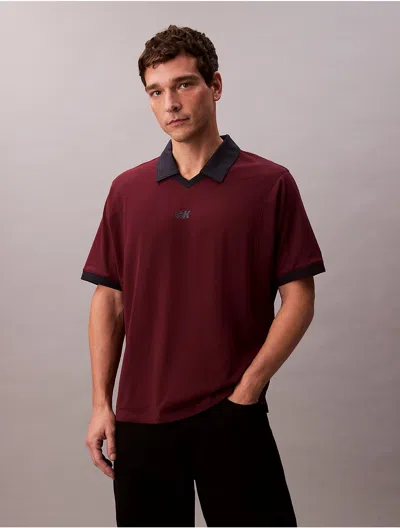 Calvin Klein Jeans Est.1978 Calvin Klein Men's Sport Monogram Logo Classic Polo Shirt In Burgundy