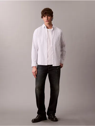 Calvin Klein Jeans Est.1978 Calvin Klein Men's Stripe Classic Oxford Button-down Shirt In Animal Print