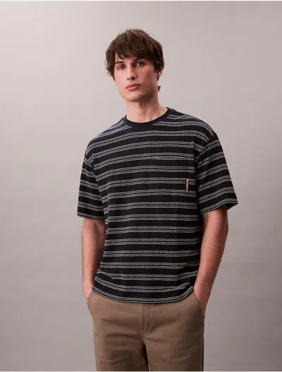 Calvin Klein Jeans Est.1978 Calvin Klein Men's Stripe Jacquard Relaxed T-shirt In Black