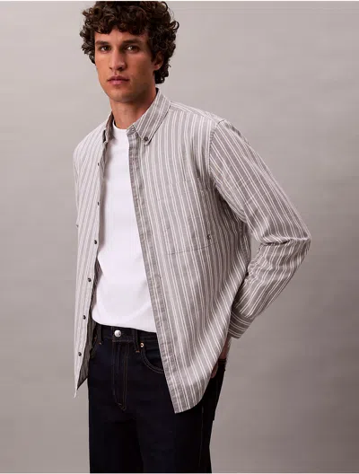 Calvin Klein Jeans Est.1978 Calvin Klein Men's Stripe Oxford Classic Button-down Shirt In Gray