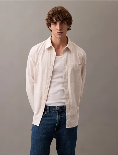 Calvin Klein Jeans Est.1978 Calvin Klein Men's Stripe Oxford Relaxed Button-down Shirt In White