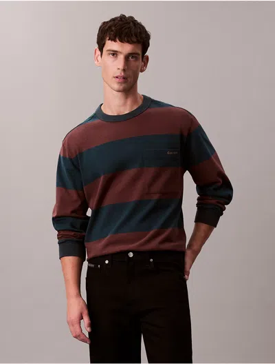 Calvin Klein Jeans Est.1978 Calvin Klein Men's Stripe Relaxed Long Sleeve T-shirt In Blue