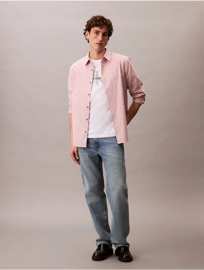 Calvin Klein Jeans Est.1978 Calvin Klein Men's Striped Oxford Classic Button-down Shirt In Pink