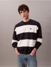 Calvin Klein Jeans Est.1978 Calvin Klein Men's Tech Knit Stripe Relaxed Sweater In Black