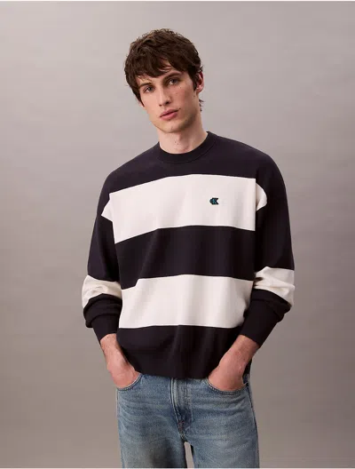 Calvin Klein Jeans Est.1978 Calvin Klein Men's Tech Knit Stripe Relaxed Sweater In Black