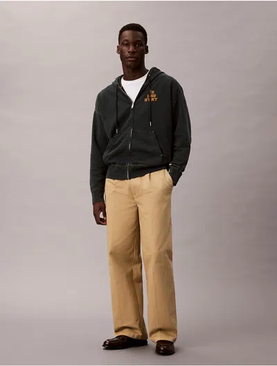 Calvin Klein Jeans Est.1978 Calvin Klein Men's Terry Varsity Logo Hoodie In Black