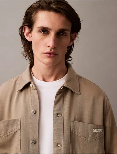 Calvin Klein Jeans Est.1978 Calvin Klein Men's Twill Relaxed Button-down Shirt In Neutral