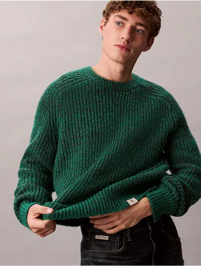Calvin Klein Jeans Est.1978 Calvin Klein Men's Wool Blend Relaxed Raglan Sweater In Green