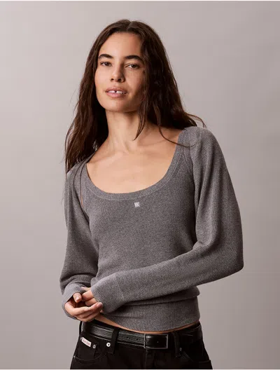 Calvin Klein Jeans Est.1978 Calvin Klein Women's 2-in-1 Cardigan Tank Set In Gray