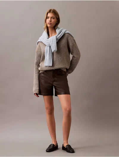 Calvin Klein Jeans Est.1978 Calvin Klein Women's 90s Faux Leather Shorts In Brown