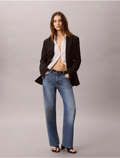 Calvin Klein Jeans Est.1978 Calvin Klein Women's 90s Straight Cotton Linen Jeans In Blue