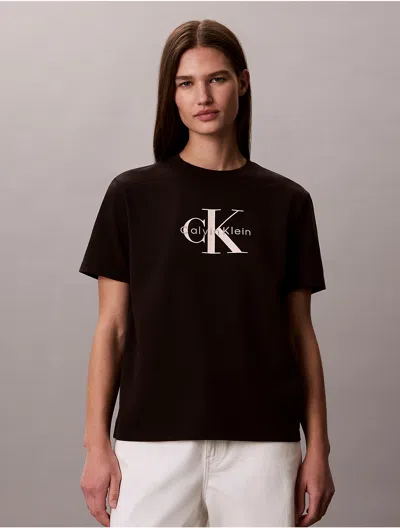 Calvin Klein Jeans Est.1978 Calvin Klein Women's Acid Wash Monologo Tee In Black