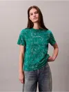 Calvin Klein Jeans Est.1978 Calvin Klein Women's Allover Floral Logo Graphic Classic T-shirt In Green