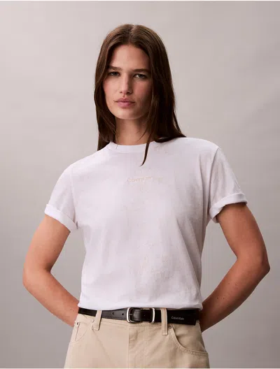 Calvin Klein Jeans Est.1978 Calvin Klein Women's Allover Floral Logo Graphic Classic T-shirt In White