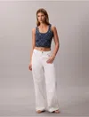 Calvin Klein Jeans Est.1978 Calvin Klein Women's Allover Monogram Low Rise Baggy Jeans In White