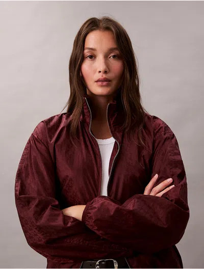 Calvin Klein Jeans Est.1978 Calvin Klein Women's Allover Monogram Windbreaker Jacket In Burgundy