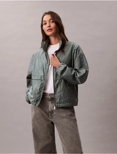 Calvin Klein Jeans Est.1978 Calvin Klein Women's Allover Monogram Windbreaker Jacket In Green