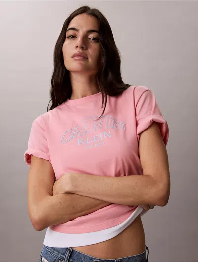 Calvin Klein Jeans Est.1978 Calvin Klein Women's Arch Logo Graphic Boxy T-shirt In Pink