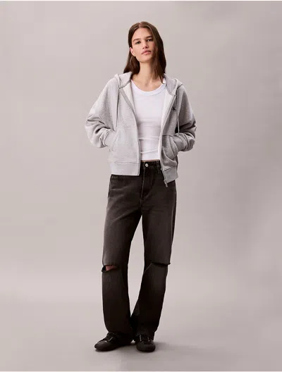 Calvin Klein Jeans Est.1978 Calvin Klein Women's Archive Logo Fleece Cropped Hoodie In Gray