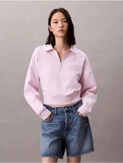 Calvin Klein Jeans Est.1978 Calvin Klein Women's Archive Logo Fleece Quarter Zip Sweatshirt In Purple