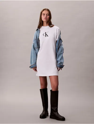 Calvin Klein Jeans Est.1978 Calvin Klein Women's Archive Logo Jersey T-shirt Dress In White
