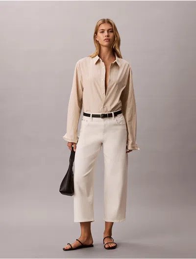 Calvin Klein Jeans Est.1978 Calvin Klein Women's Barrel Leg Cropped Pants In White