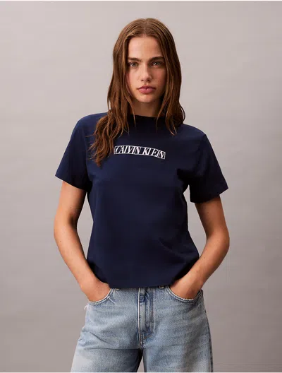 Calvin Klein Jeans Est.1978 Calvin Klein Women's Box Logo Classic T-shirt In Blue