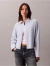 Calvin Klein Jeans Est.1978 Calvin Klein Women's Boxy Cropped Button-down Shirt In Blue