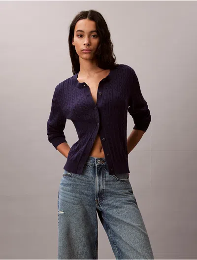 Calvin Klein Jeans Est.1978 Calvin Klein Women's Cable Knit Cardigan In Blue