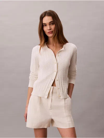 Calvin Klein Jeans Est.1978 Calvin Klein Women's Cable Knit Cardigan In White