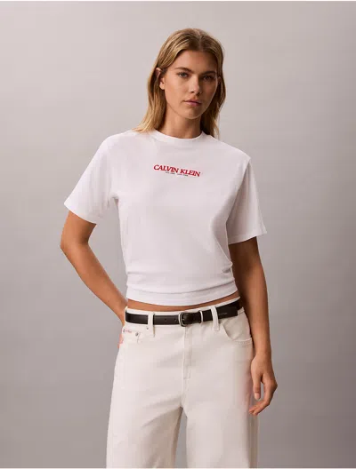 Calvin Klein Jeans Est.1978 Calvin Klein Women's Calvin Klein Logo Graphic Boxy Tee In White