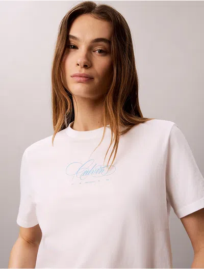 Calvin Klein Jeans Est.1978 Calvin Klein Women's Calvin Script Logo Classic Tee In Bright White