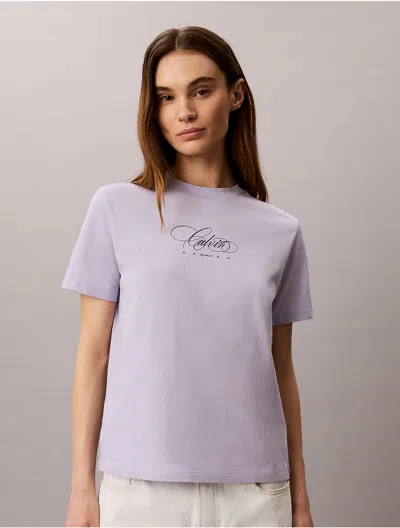 Calvin Klein Jeans Est.1978 Calvin Klein Women's Calvin Script Logo Classic Tee In Cosmic Sky