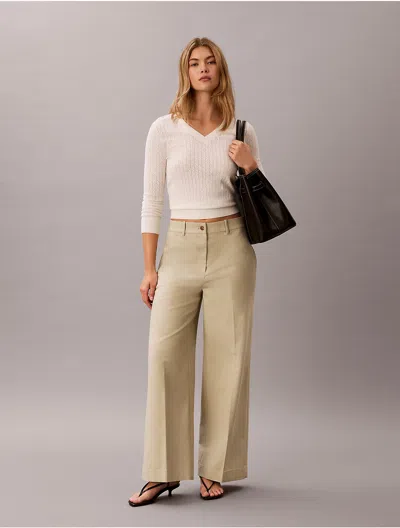 Calvin Klein Jeans Est.1978 Calvin Klein Women's Chino Wide Leg Pants In Mint Sauce