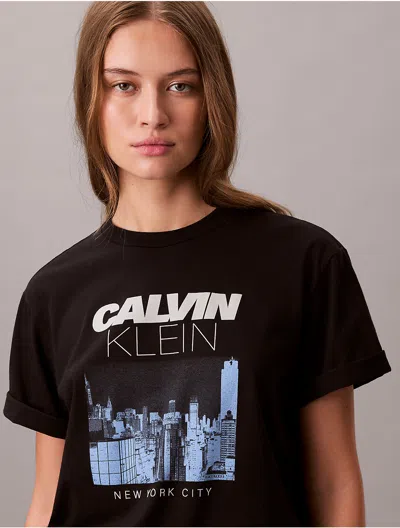 Calvin Klein Jeans Est.1978 Calvin Klein Women's City Logo Graphic Boxy T-shirt In Black