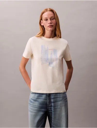 Calvin Klein Jeans Est.1978 Calvin Klein Women's City Sketch Graphic Classic T-shirt In Yellow
