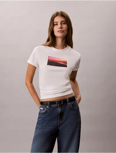 Calvin Klein Jeans Est.1978 Calvin Klein Women's City Sunset Logo Graphic Classic T-shirt In White